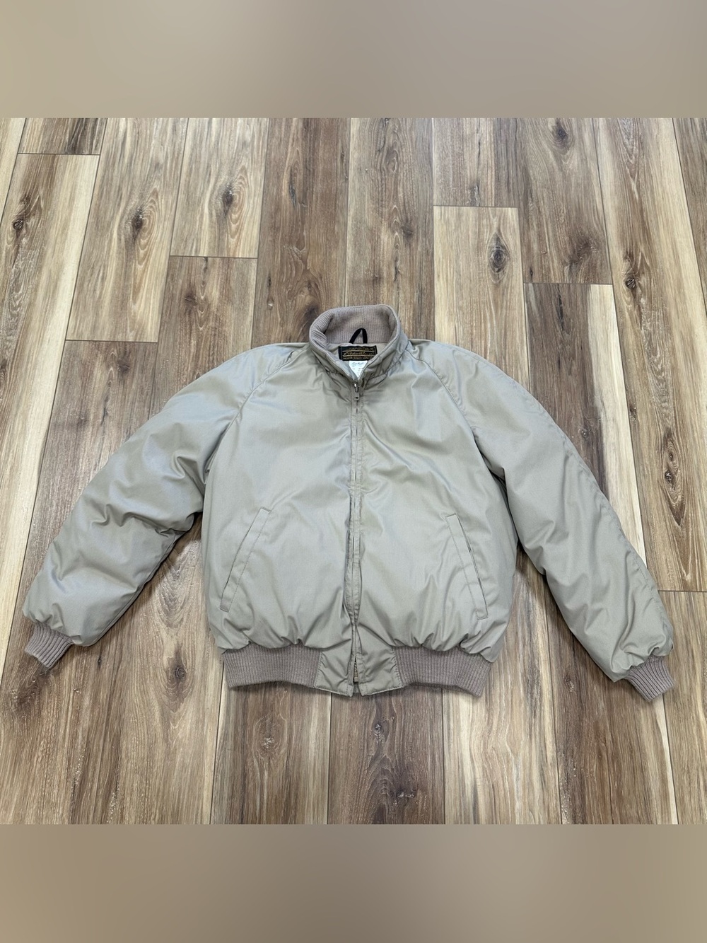 Vintage 80s Eddie Bauer Goose Down Bomber Harrington Jacket Made in USA, Medium